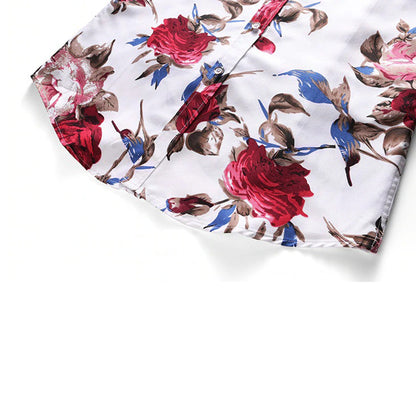 Men's Shirt - Slim Fit - Long Sleeve - Floral Print - Buttoned Front