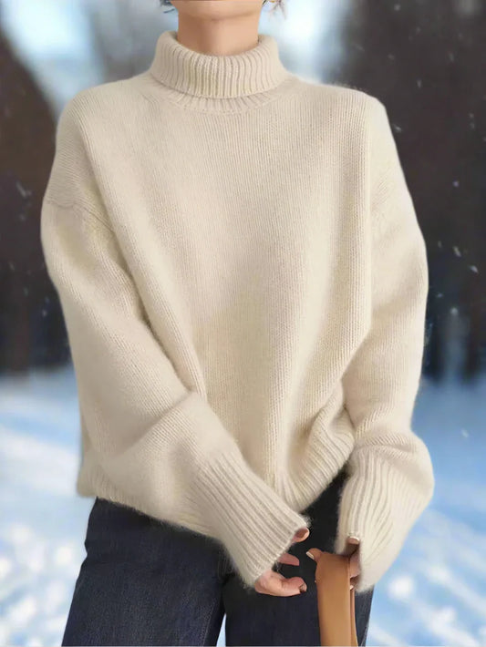 Women's Turtleneck Sweater - Knit - Oversized Fit - Long-Sleeved Comfortable