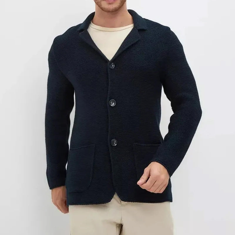 Harry Regular Fit Cardigan | Button Front Patch Pockets Cardigan