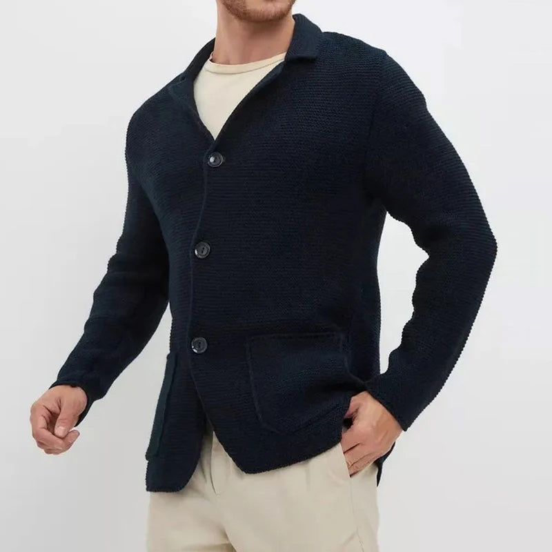 Harry Regular Fit Cardigan | Button Front Patch Pockets Cardigan