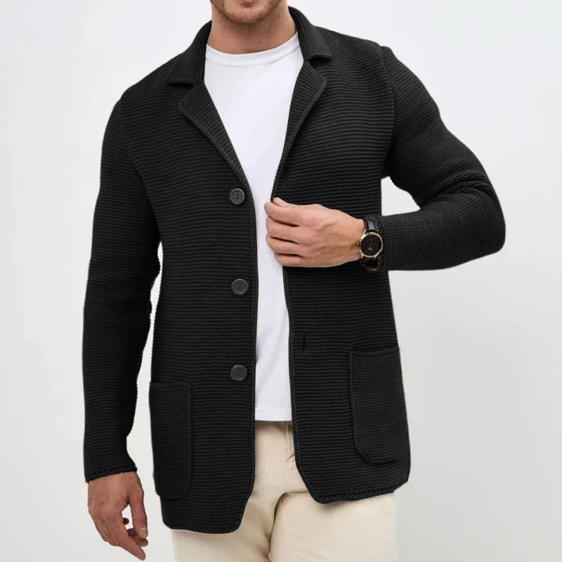 Harry Regular Fit Cardigan | Button Front Patch Pockets Cardigan