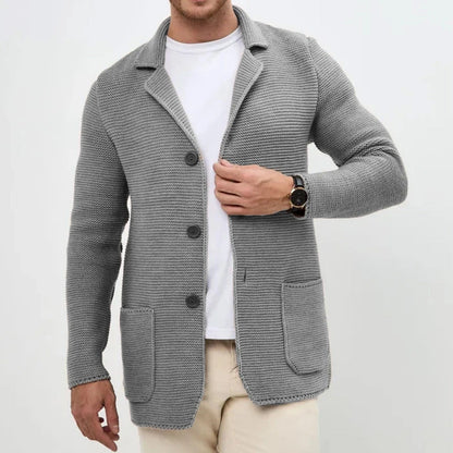 Harry Regular Fit Cardigan | Button Front Patch Pockets Cardigan