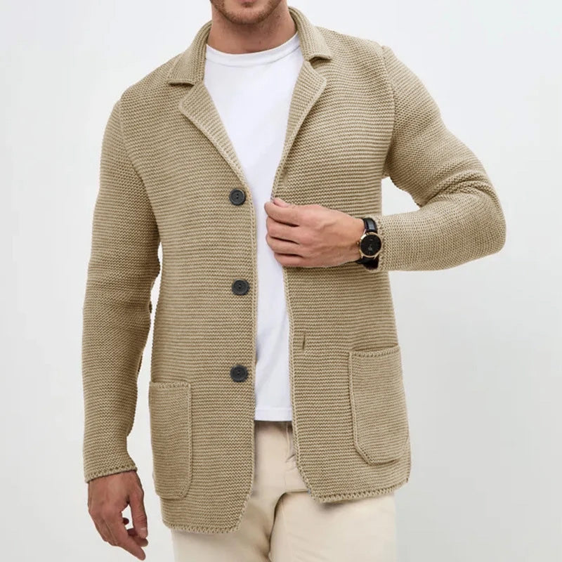 Harry Regular Fit Cardigan | Button Front Patch Pockets Cardigan