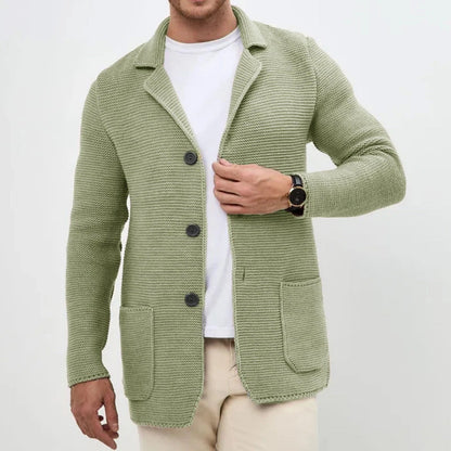 Harry Regular Fit Cardigan | Button Front Patch Pockets Cardigan