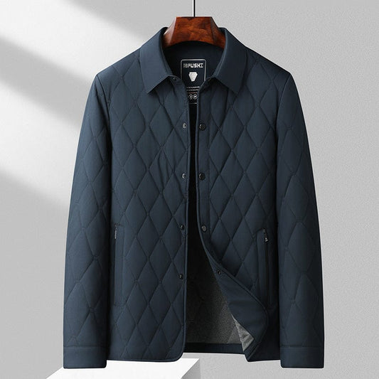 Harrison Quilted Jacket | Button Front Classic Collar Hip-Length Jacket