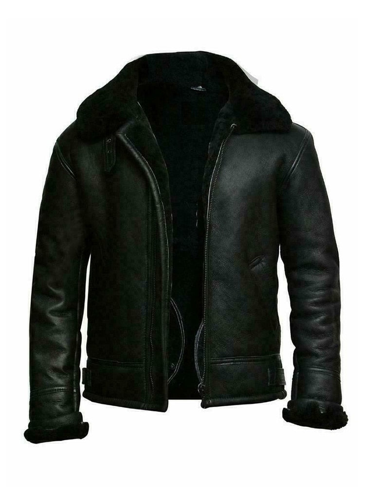 Men's Jacket – Slim Fit – Imitation Leather – Shearling Lining – Short and Warm Model