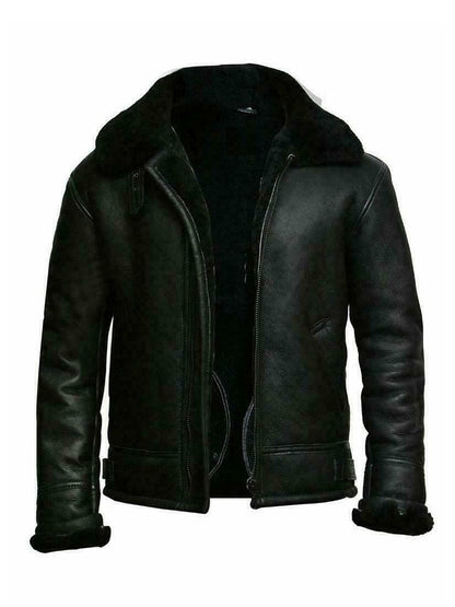 Men's Jacket – Slim Fit – Imitation Leather – Shearling Lining – Short and Warm Model