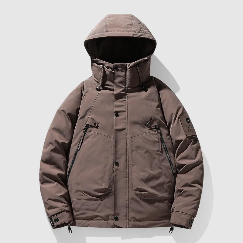 Theodore Relaxed Fit Puffer Jacket | Detachable Hood Button Front Jacket