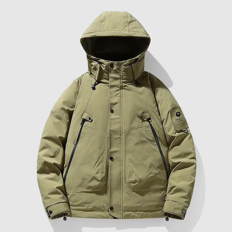 Theodore Relaxed Fit Puffer Jacket | Detachable Hood Button Front Jacket