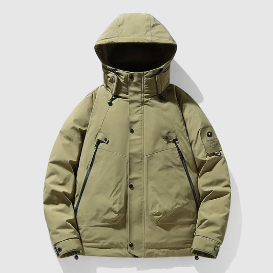 Theodore Relaxed Fit Puffer Jacket | Detachable Hood Button Front Jacket