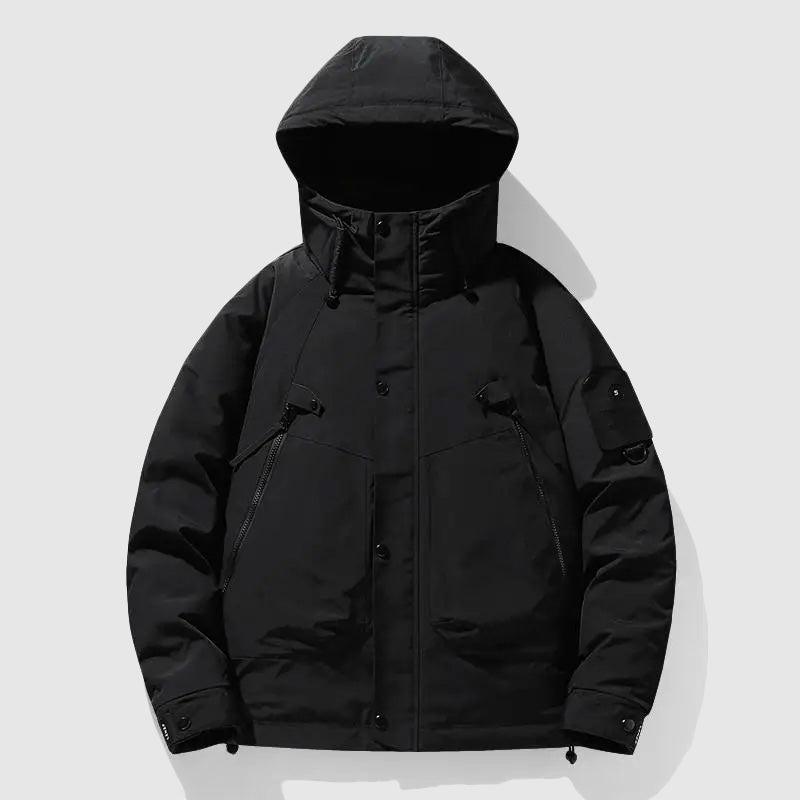 Theodore Relaxed Fit Puffer Jacket | Detachable Hood Button Front Jacket