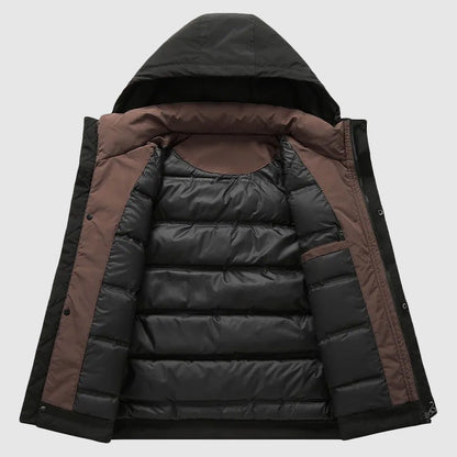 Theodore Relaxed Fit Puffer Jacket | Detachable Hood Button Front Jacket