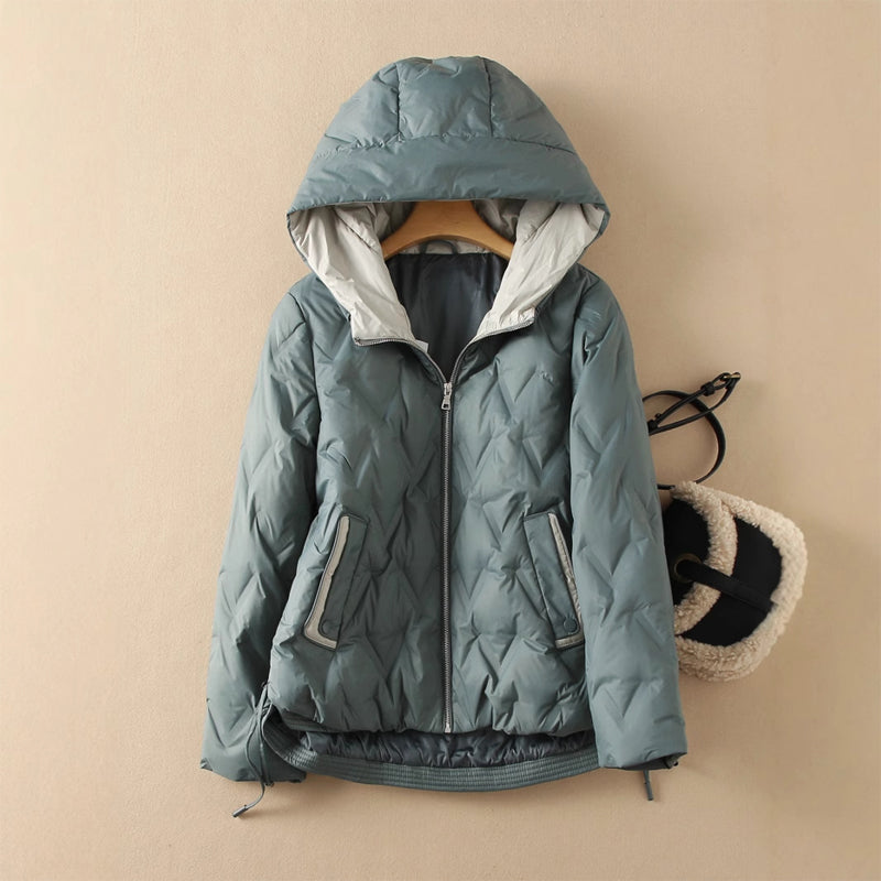 Isla Hooded Down Jacket | Quilted Relaxed Fit Hip-Length Jacket