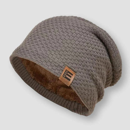 Lily Fleece-Lined Relaxed Fit Beanie | Textured Ribbed Hem Head Coverage Bean