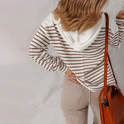 Isla Relaxed Fit Sweater | Buttoned V-Neck Striped Sweater