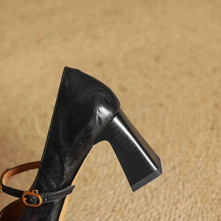Freya Mary Jane Heels | Square Toe Block Heel