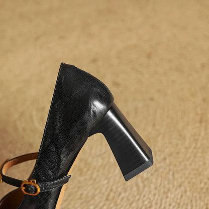 Freya Mary Jane Heels | Square Toe Block Heel