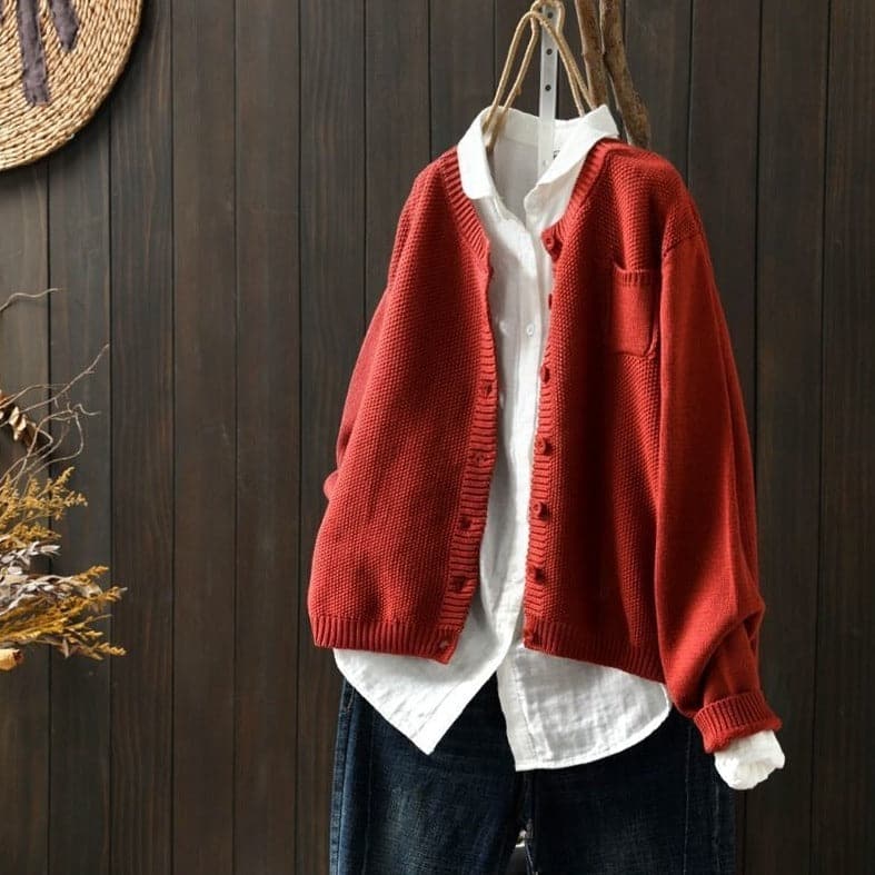 Dame Cardigan - Strik - Knaplukning - Oversized Pasform - Blød og Behagelig