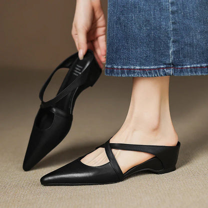 Amelia Pointed-Toe Flats | Criss-Cross Straps Mule Pointed-Toe Flats