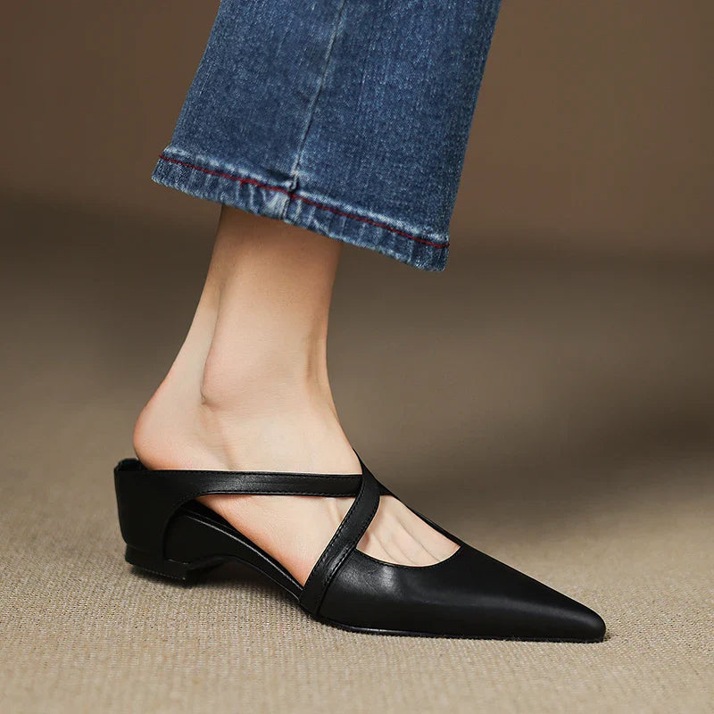 Amelia Pointed-Toe Flats | Criss-Cross Straps Mule Pointed-Toe Flats