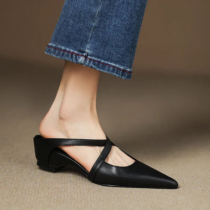 Amelia Pointed-Toe Flats | Criss-Cross Straps Mule Pointed-Toe Flats