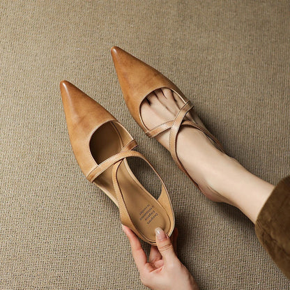 Amelia Pointed-Toe Flats | Criss-Cross Straps Mule Pointed-Toe Flats