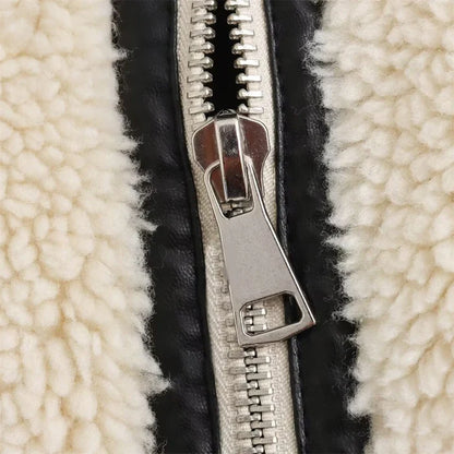 Eleanor Oversized Sherpa Bomber Jacket | Collared Zip Front Jacket