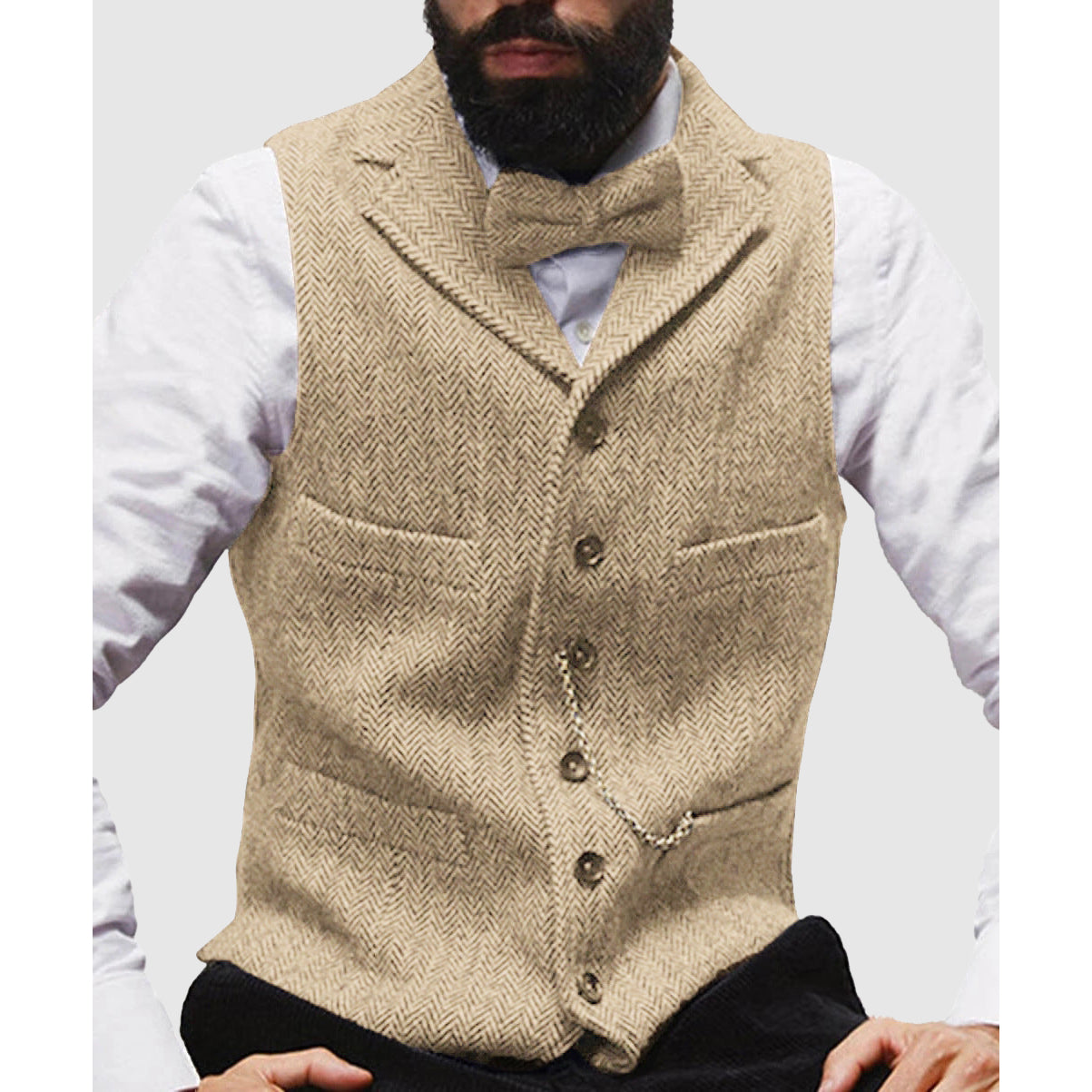 Men's Vest – Tailored Fit – Wool Texture – Classic Silhouette – Formal Design