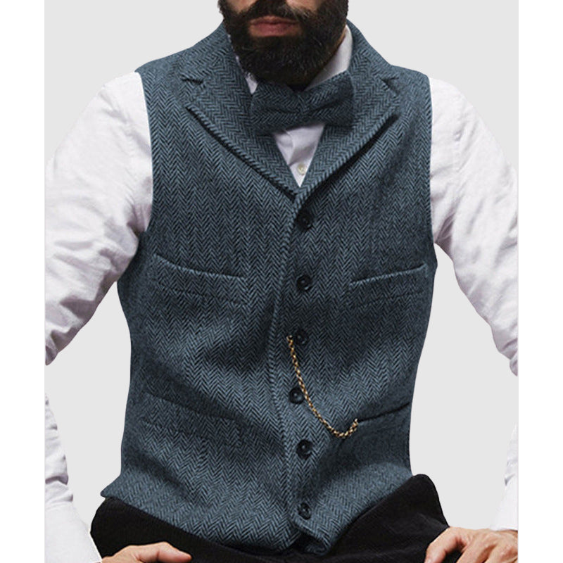 Men's Vest – Tailored Fit – Wool Texture – Classic Silhouette – Formal Design