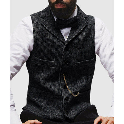 Men's Vest – Tailored Fit – Wool Texture – Classic Silhouette – Formal Design