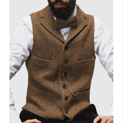 Men's Vest – Tailored Fit – Wool Texture – Classic Silhouette – Formal Design