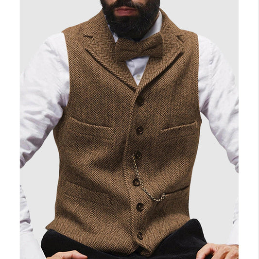 Men's Vest – Tailored Fit – Wool Texture – Classic Silhouette – Formal Design