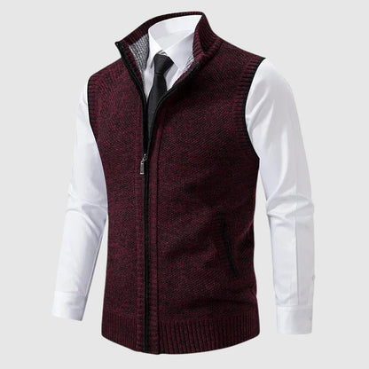 Men's Sweater Vest – Slim Fit – Soft Knit – Zipper Closure – Ribbed Edge – Smart Casual