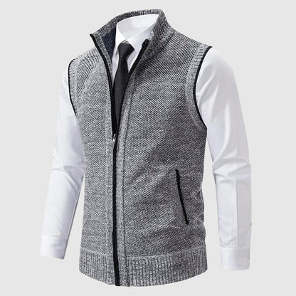 Men's Sweater Vest – Slim Fit – Soft Knit – Zipper Closure – Ribbed Edge – Smart Casual