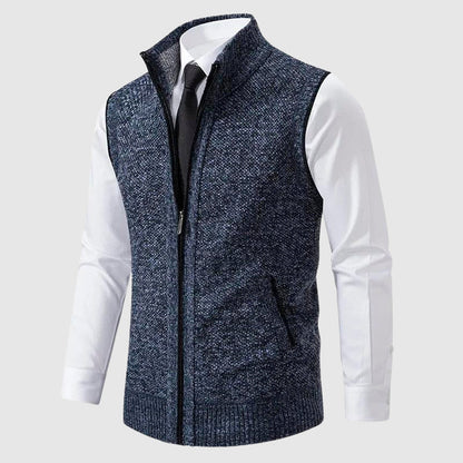 Men's Sweater Vest – Slim Fit – Soft Knit – Zipper Closure – Ribbed Edge – Smart Casual