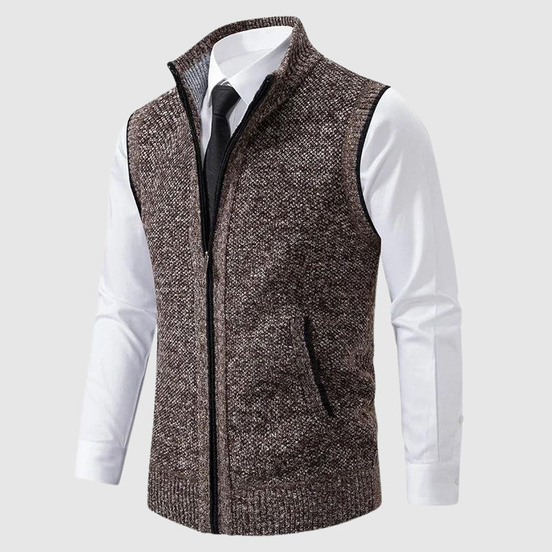 Men's Sweater Vest – Slim Fit – Soft Knit – Zipper Closure – Ribbed Edge – Smart Casual