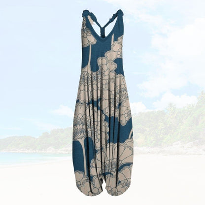 Women's Jumpsuit – Relaxed Fit – Sleeveless – Light Breathable Fabric – Full Length