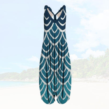 Women's Jumpsuit – Relaxed Fit – Sleeveless – Light Breathable Fabric – Full Length