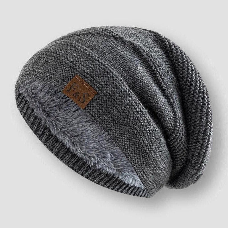 Henry Fleece Slouchy Fit Beanie | Knit Ribbed Brim Beanie