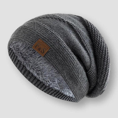 Henry Fleece Slouchy Fit Beanie | Knit Ribbed Brim Beanie