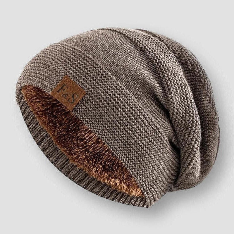 Henry Fleece Slouchy Fit Beanie | Knit Ribbed Brim Beanie