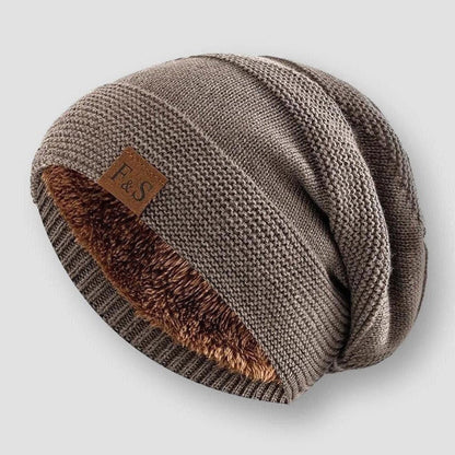 Henry Fleece Slouchy Fit Beanie | Knit Ribbed Brim Beanie