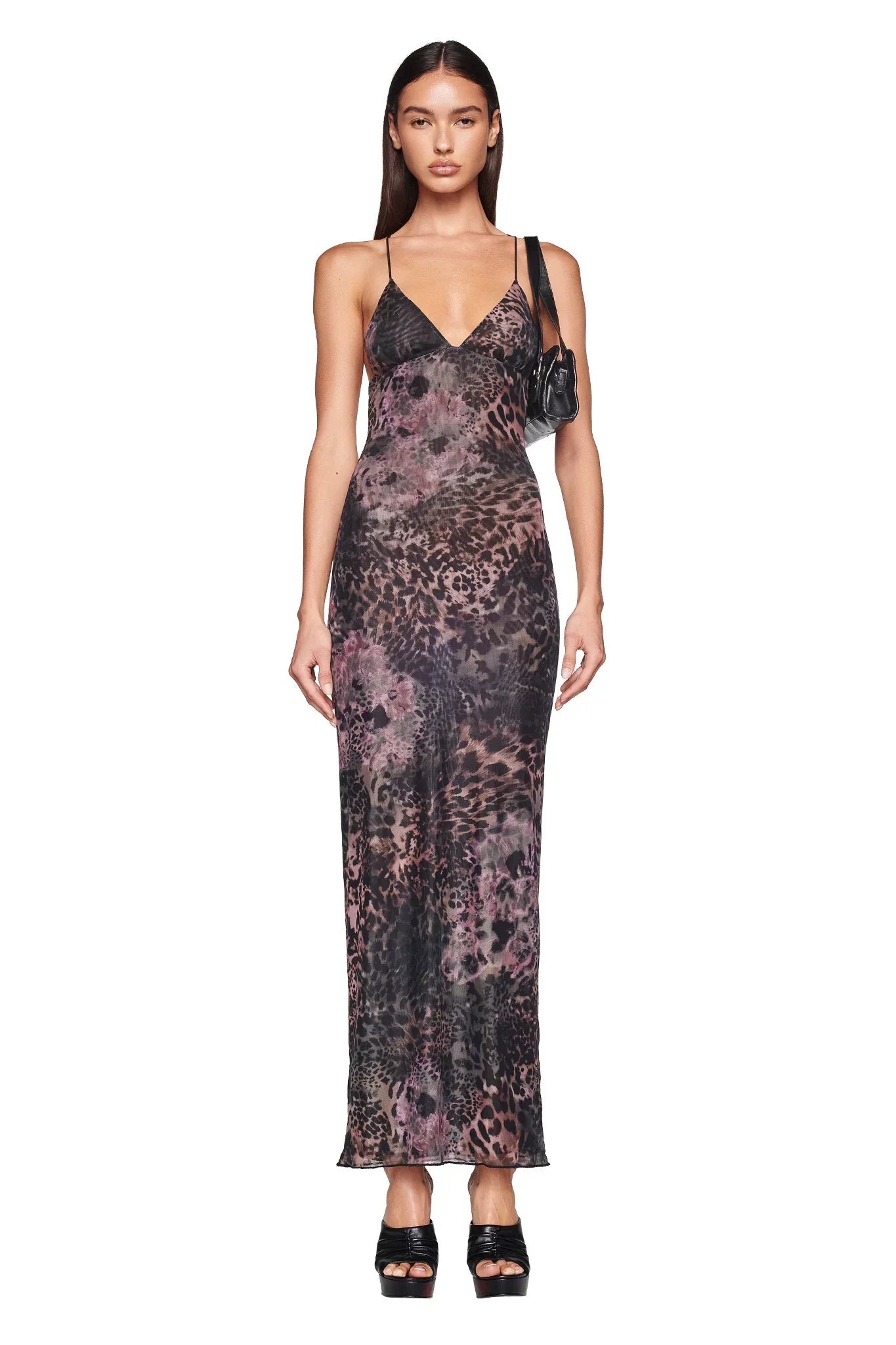 Women's Maxi Dress – Sleeveless – Open Back with Butterfly Details – Slim Fit