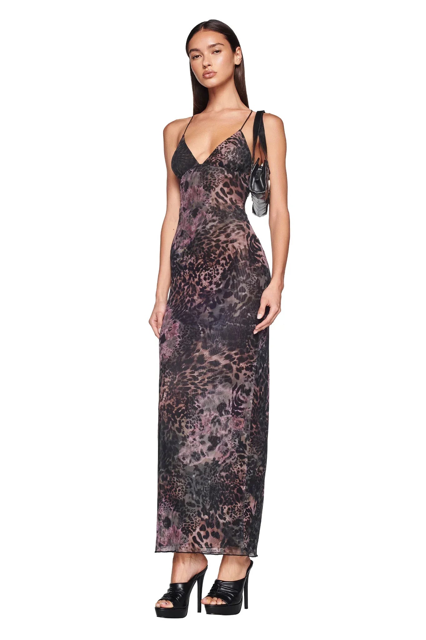 Women's Maxi Dress – Sleeveless – Open Back with Butterfly Details – Slim Fit