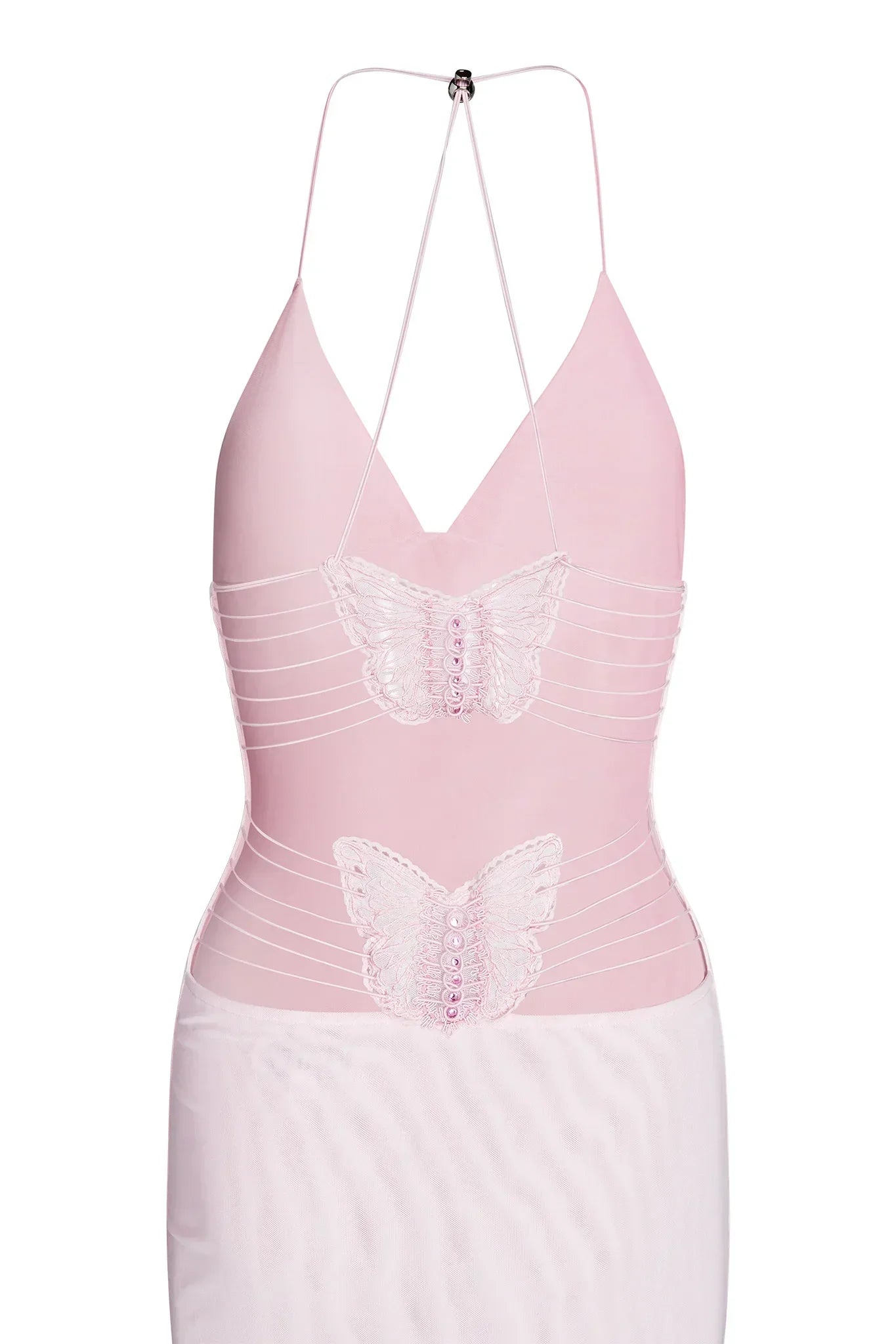 Women's Maxi Dress – Sleeveless – Open Back with Butterfly Details – Slim Fit