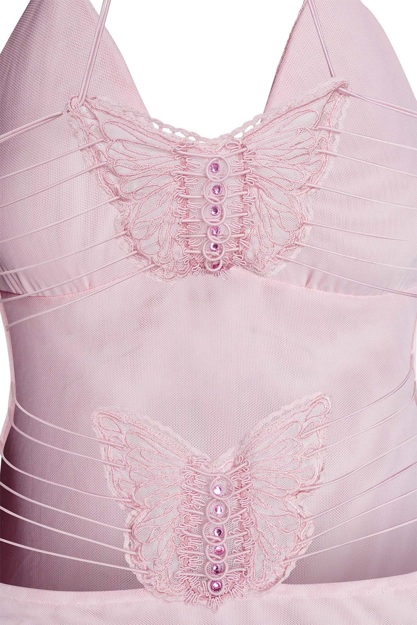 Women's Maxi Dress – Sleeveless – Open Back with Butterfly Details – Slim Fit