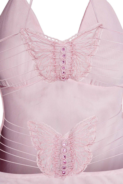 Women's Maxi Dress – Sleeveless – Open Back with Butterfly Details – Slim Fit