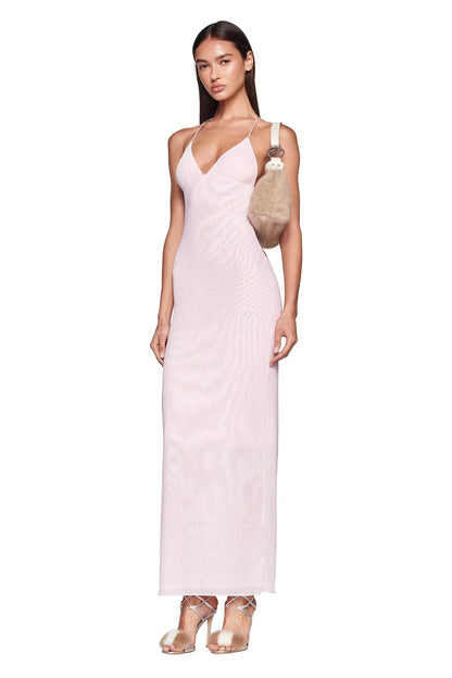 Women's Maxi Dress – Sleeveless – Open Back with Butterfly Details – Slim Fit