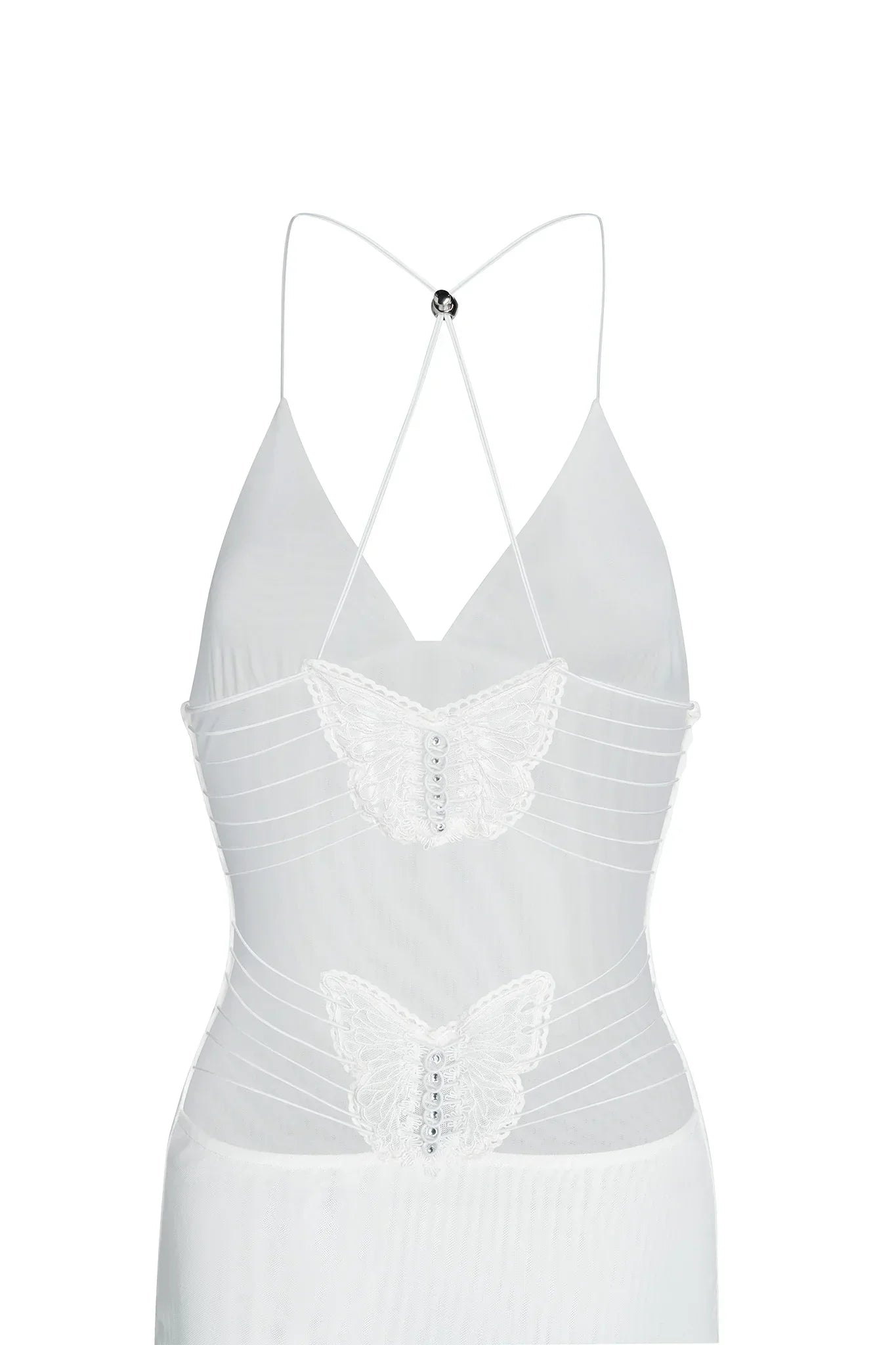 Women's Maxi Dress – Sleeveless – Open Back with Butterfly Details – Slim Fit