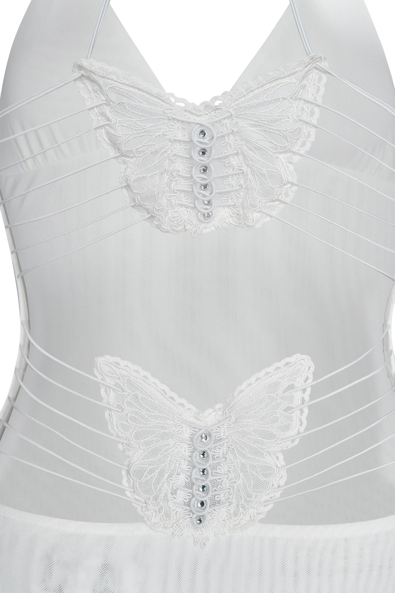 Women's Maxi Dress – Sleeveless – Open Back with Butterfly Details – Slim Fit